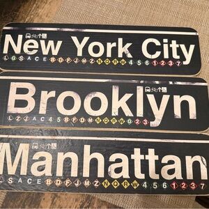 New York City Brooklyn Manhattan Subway Sign Wall Décor - Black & White